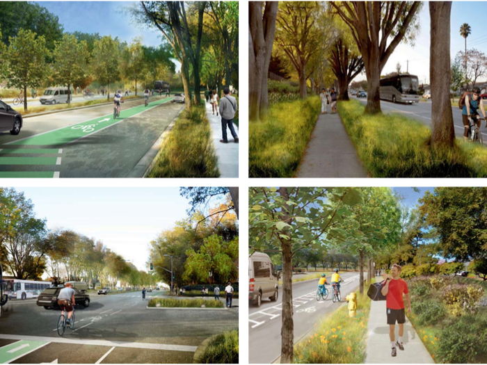 Here we get a view of the perimeter with bicycle and pedestrian enhancements.