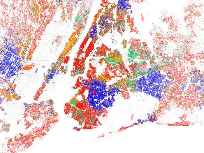 NEW YORK, N.Y. — Most of Manhattan is white south of 125th Street, with the exception of Chinatown. South Brooklyn is mostly white, with pockets of Asians and Hispanics, and Northeast Brooklyn going into Queens is heavily black. Queens and the Bronx are highly diverse.