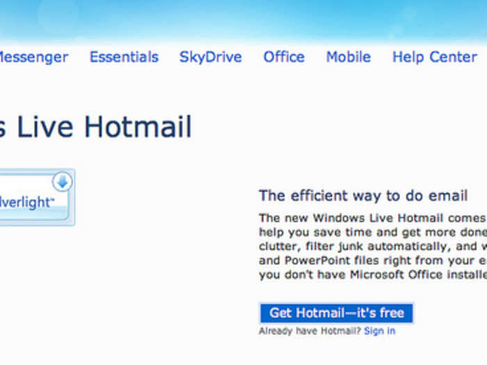 Before the redesign, Microsoft tried to fix the upload problem with a system called Silverlight, which it asked all users to install. This thing never worked properly, and at times sending attachments in Hotmail was almost impossible. HotFAIL at its worst!