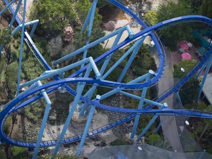 Designed to look like a manta ray, the Manta roller coaster is a fast paced ride at SeaWorld Orlando.