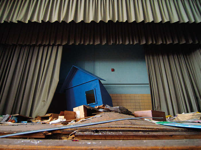 The Hubert Elementary School building in Brightmoor, Michigan was built in 1921 and shut down in 2005. This is what remains of the kids