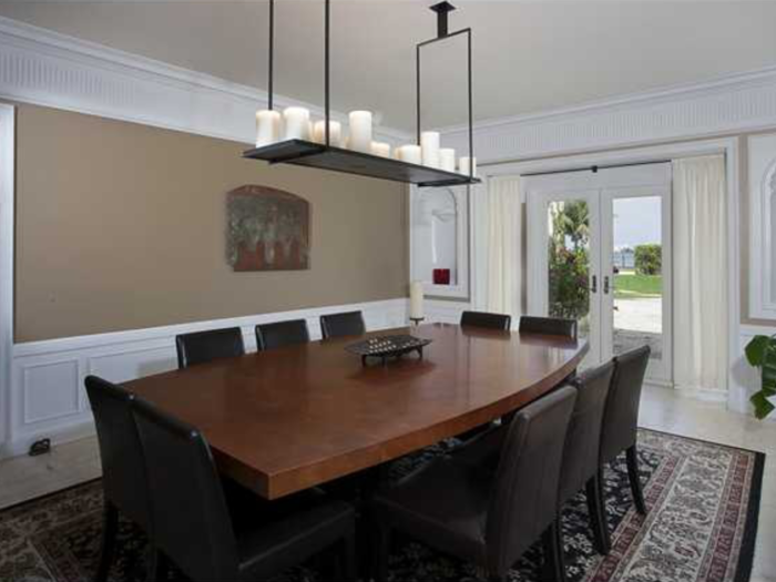 The dining room is big enough to easily fit a table of ten.