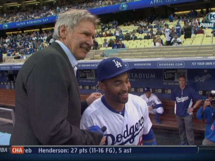 Harrison Ford, who plays Branch Rickey (Dodgers general manager that signed Jackie Robinson) in the movie 