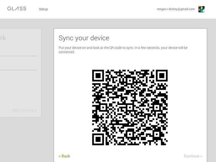 Put your glasses on and look directly at the QR code on the screen to connect your device.