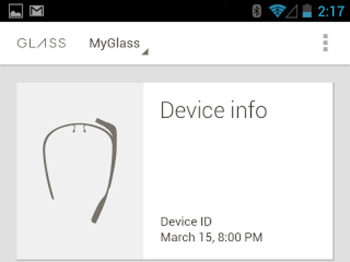 The MyGlass app lets you further configure and manage your glasses.