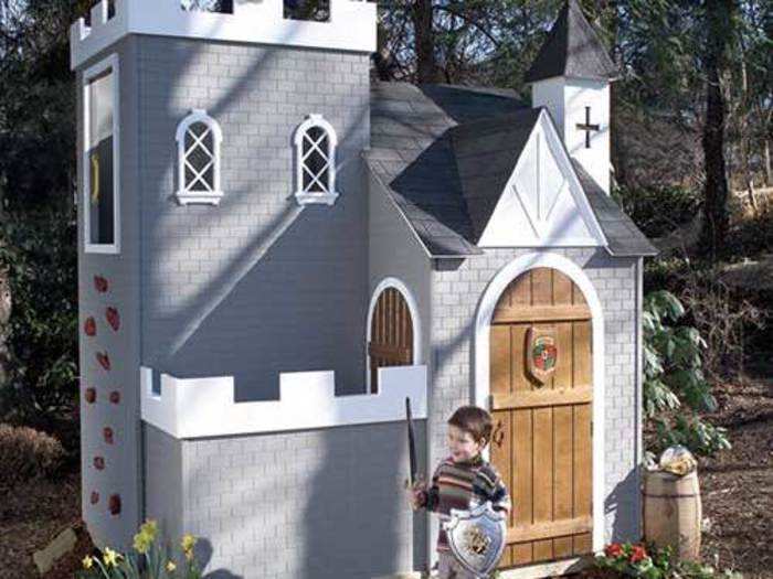 This playhouse is like a real castle, but scaled down to size.