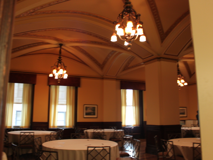 Just off to the left of the hallway is the old card room where floor brokers would play cards.