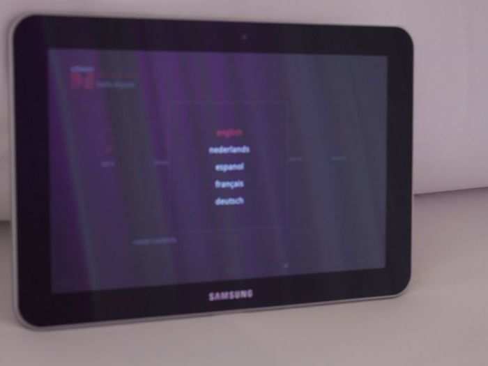 You can select your language on the tablet.