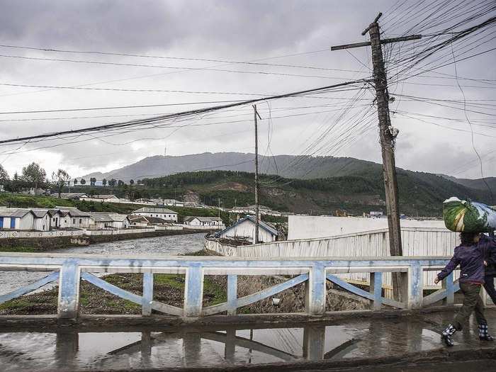 The border town of Hyesan on the roof of Korea. China is in the background.