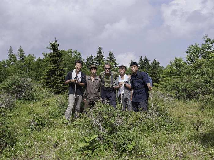 My team on the summit of Huisabong (2117 meters) on the Baekdu Daegan in Deoksong-gun, Hamgyeongnamdo, DPRK.