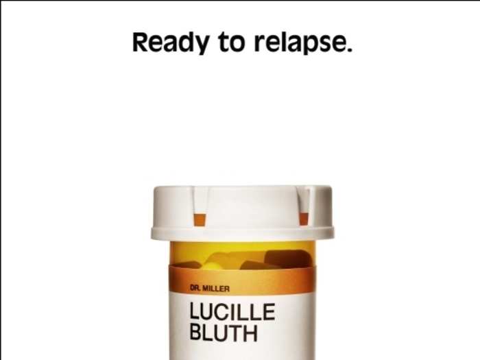 Lucille (Jessica Walter) accidentally takes pills mistaking a "drowsy eye" warning for a "winking eye."