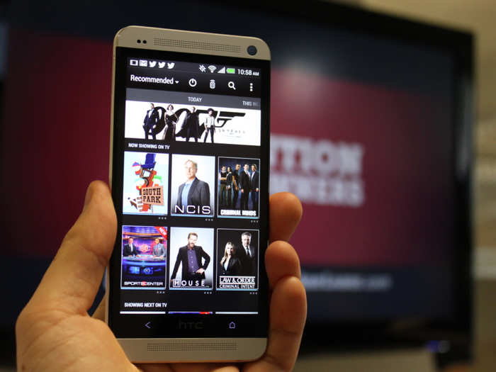 You can control your TV with this special app. It sucks in data from your cable or satellite provider. Just tap a show to change the channel.