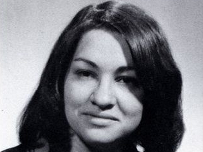 Supreme Court Justice Sonia Sotomayor is pictured here in a floral blouse for her yearbook picture at Cardinal Spellman High School in the Bronx.