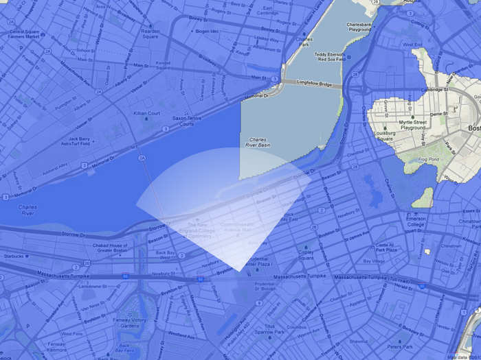 A map of Back Bay in the next few centuries if sea level rises 25 feet.