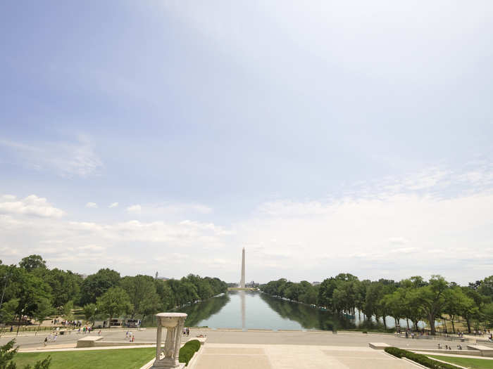 A real-life scene of the Washington Monument in 2300 if sea level rises.