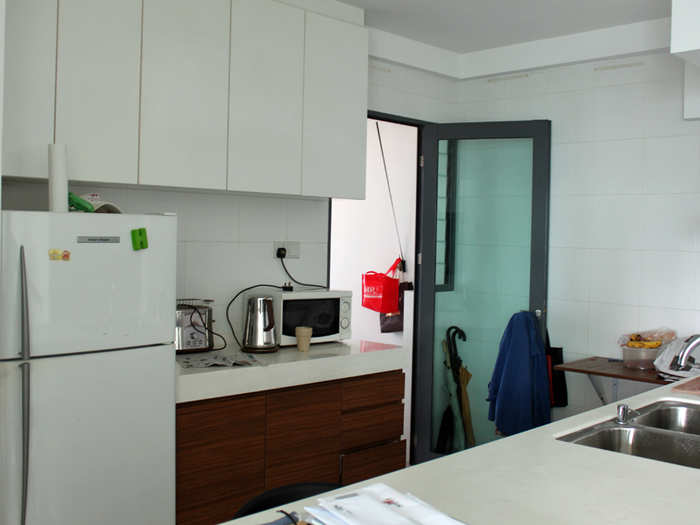 Each apartment has a large open kitchen.