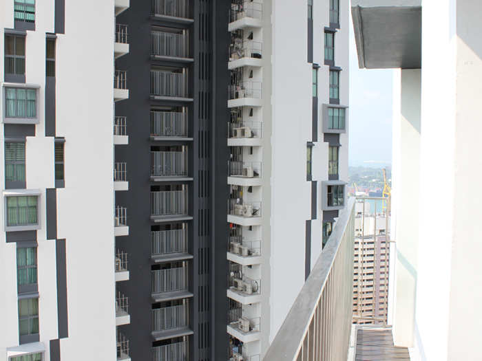 From the balcony, you can see the other towers and awesome views of Singapore beyond.