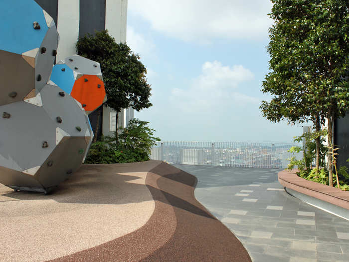 And sculptural installations, like this jungle gym, which kids can climb over.