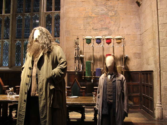 At the end of the Great Hall are costumes and wigs worn by some of the story