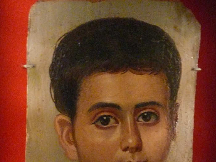 Portrait of the Boy Eutyches" from the Roman period. "This portrait of a boy was made in 100 AD. 1,100 some years later we can still marvel at the remarkable tenderness this artist was able to convey.