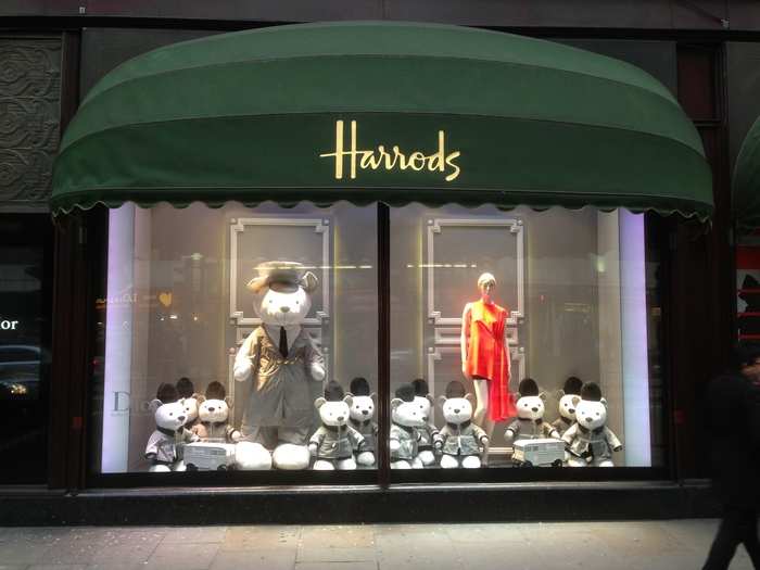 Among other things, Harrods is famous for its window displays. This one featured Paddington bears and a smoking hot mannequin.