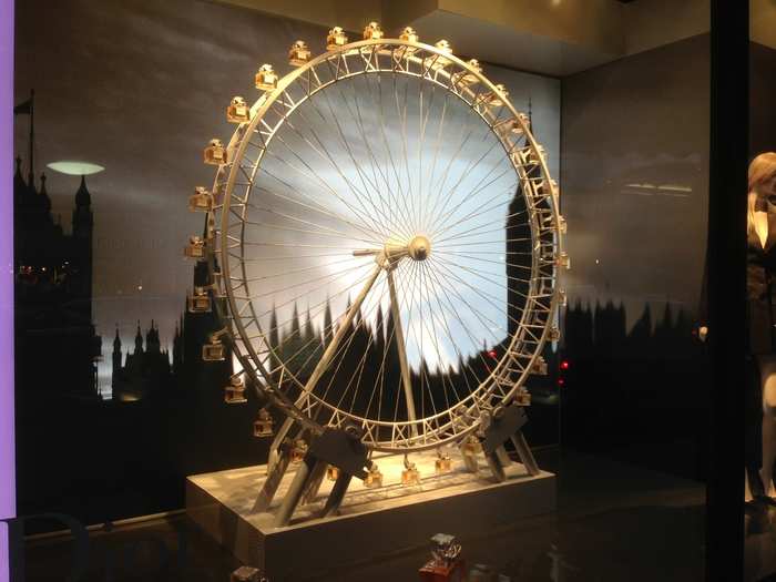 So Harrods has built a "London Eye" facsimile Ferris wheel using little bottles of Dior perfume.