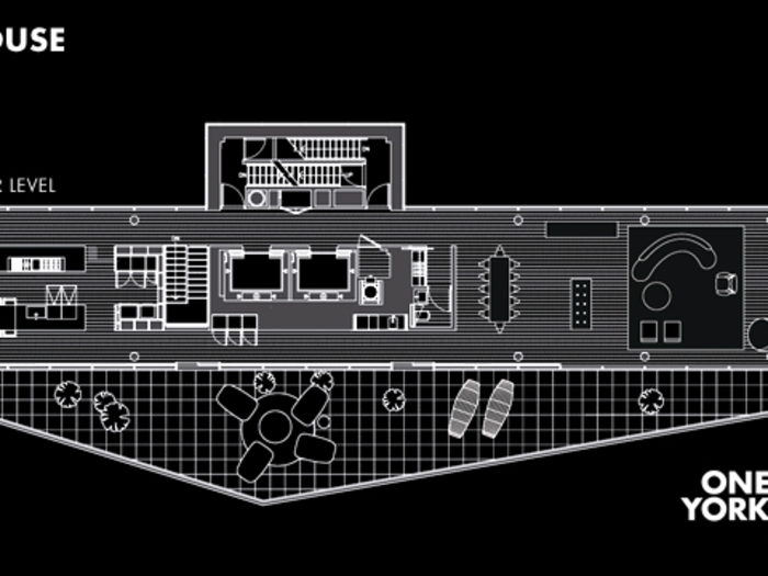 The floor plan for the upper level.