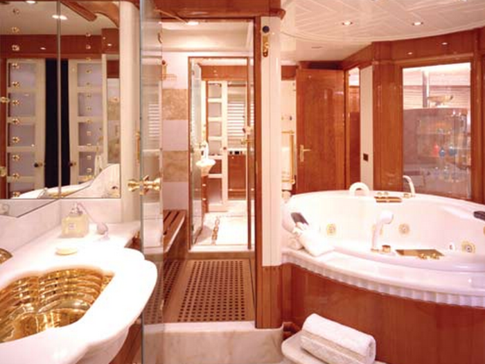 The bathroom looks luxurious.