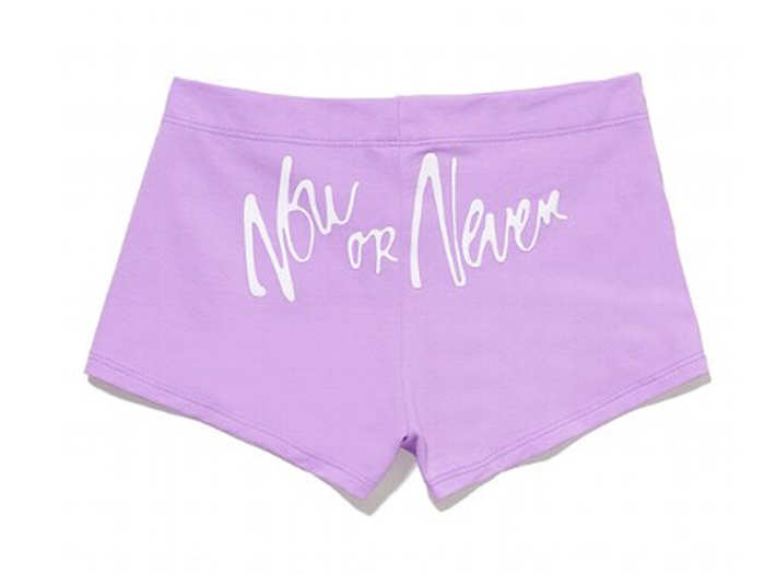 These shorts have a message emblazoned on the backside, a Pink signature.