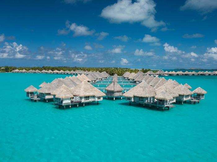 #6 - If you really want to get pampered, the St. Regis Bora Bora in the French Polynesia has overwater villas, outdoor showers, butlers, and even a Jean-Georges Restaurant.