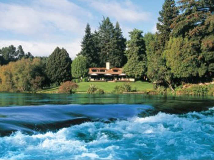 #5 - The Huka Lodge in Taupo, New Zealand is a quintessential retreat with 18 guest suites, its very own river, and 17 acres of manicured land.