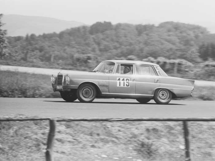 In 1963, a Mercedes-Benz touring car hit the track.