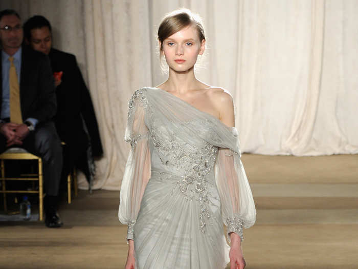 We love the way the fabric drapes on this elegant, dreamy gown from the Marchesa fall 2013 fashion show.