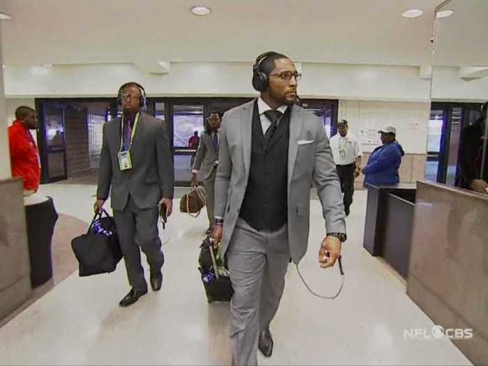 Prior to leading his team to victory in the Super Bowl, Baltimore Ravens linebacker Ray Lewis exuded confidence and style at the airport.