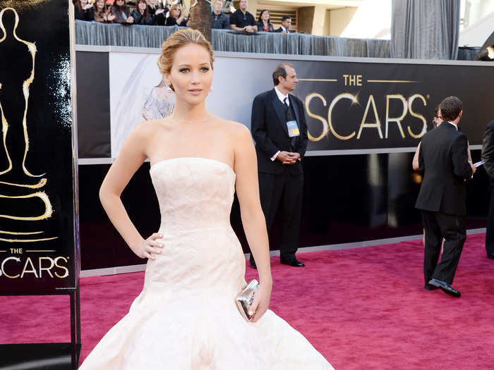 Jennifer Lawrence took home Oscars gold for Best Actress and Best Dressed in this ivory Dior Haute Couture dress.