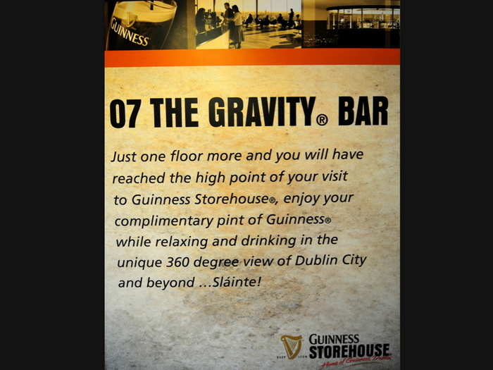 The highlight of the Guinness Brewery experience is the Gravity bar, with spectacular views of Dublin.