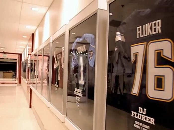 The facility is a huge recruiting tool. In the hallway there are the jerseys of every NFL 1st round pick from 