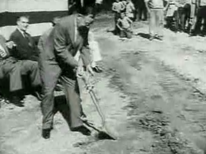 But most was for repurposing a defunct GM plant in Wilmington, Delaware, to manufacture 100,000 cars per year. Here, Delaware Gov. Walter Bacon breaks ground on the original plant, in 1945.