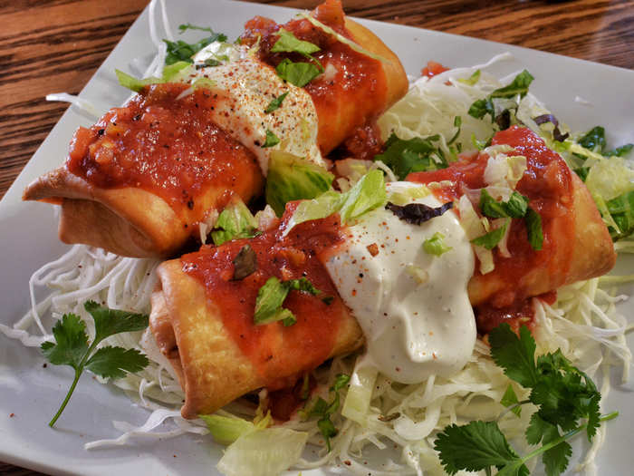 ARIZONA: Chow down on a crispy chimichanga, a deep-fried tortilla filled with meat, cheese, and other ingredients, in Tuscon.