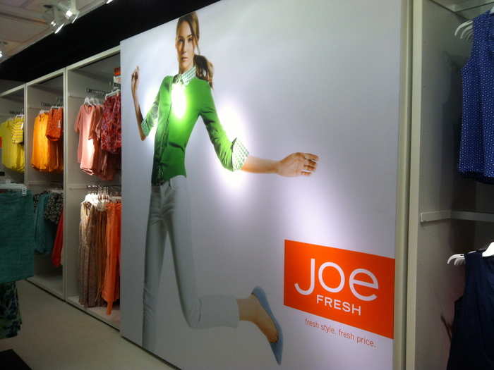 Big advertisements on the wall made sure I never forgot what style I was shopping. An employee also offered to enter me in a "Refresh with Joe Fresh" sweepstakes that gives winners free Joe Fresh clothes for a year.