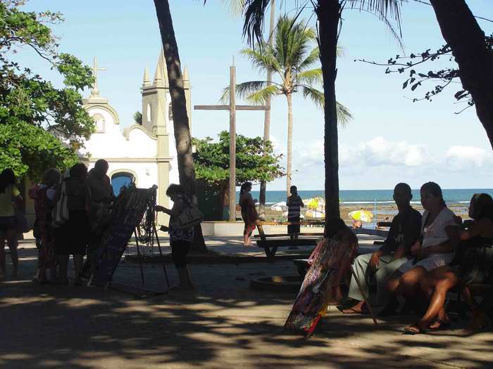 This church in the main square of Praia do Forte is where tourists and locals lounge under the trees to escape from the hot afternoon sun.