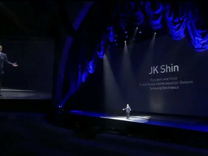 And then, JK Shin, head of Samsung mobile appears.