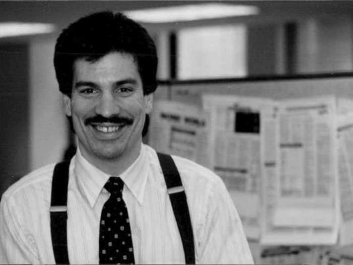 THEN: Charlie Gasparino rocking a mustache and some suspenders back in the day.