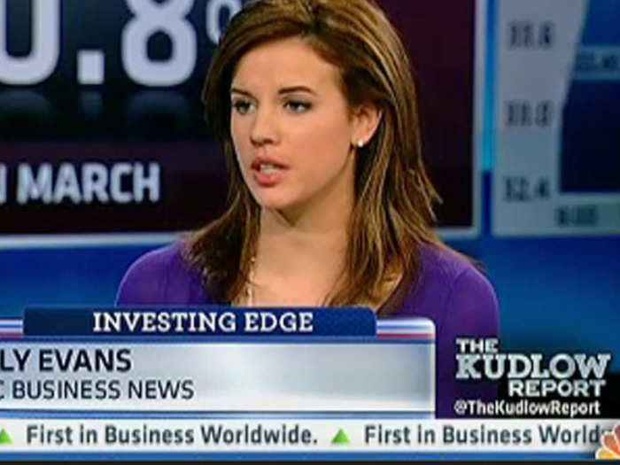 NOW: Here she is today Evans rocking some voluminous hair on CNBC.