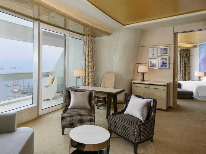 All of the suites have balconies overlooking Taihu Lake.