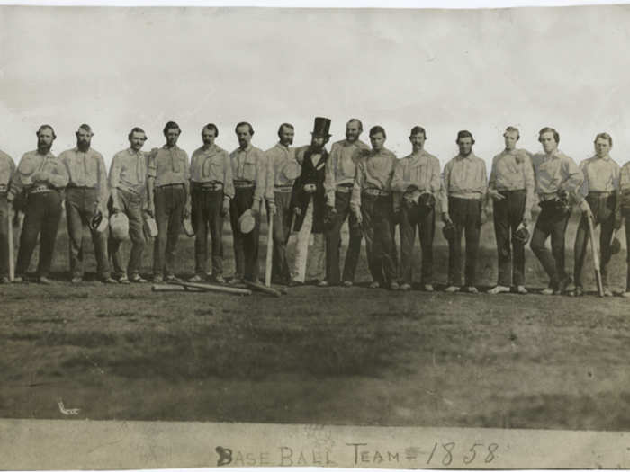 The The Knickerbocker and Excelsior baseball clubs in 1858