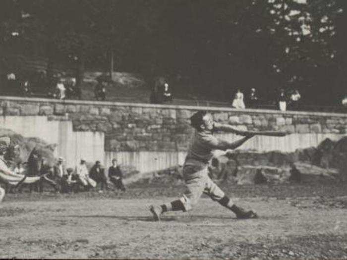 Baseball being played at the Hackley School in New York (early 1900s)