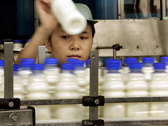 Milk gets infused with melamine.