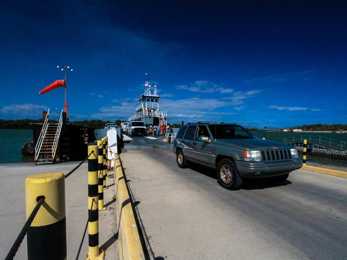 No sooner has the ferry docked than its current riders quickly move off.