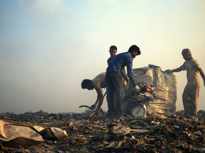 150 Bangladeshi men live and work at the dump.